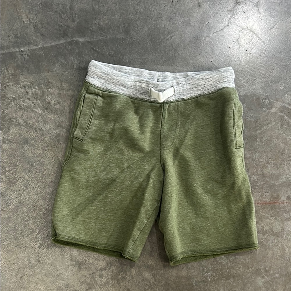 Boys Green Shorts with Gray Waistband